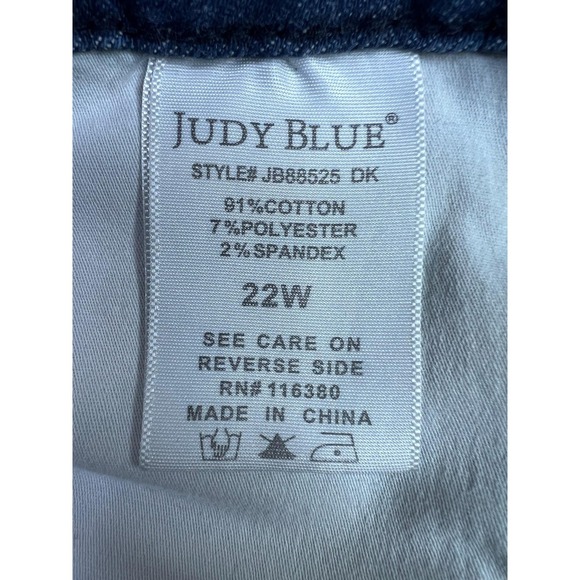 Judy Blue Crop Jeans Womens 22W Blue Dark Wash High Rise Raw Hem Stretch Denim - Picture 7 of 13